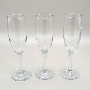 Set of 3 Crystal Clear Champagne Flutes